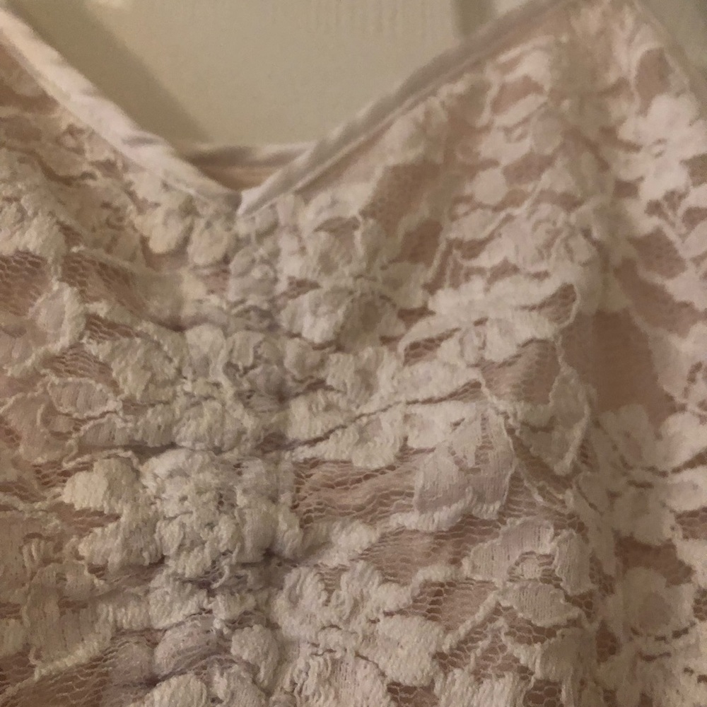 White / Pink Lace Abercrombie & Fitch Tank